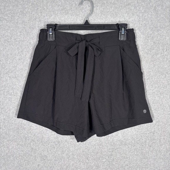 Apana Pants - Apana Pleated Paperbag Shorts Medium Black Tie Waist Pockets Activewear Running